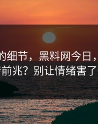 被忽视的细节，黑料网今日，舆论反转前兆？别让情绪害了你