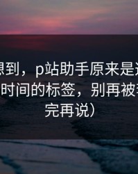 我真没想到，p站助手原来是这个原因——最省时间的标签，别再被套路（看完再说）