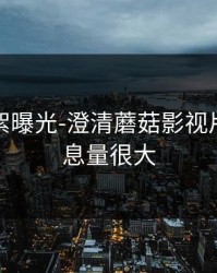 幕后花絮曝光-澄清蘑菇影视片单：信息量很大
