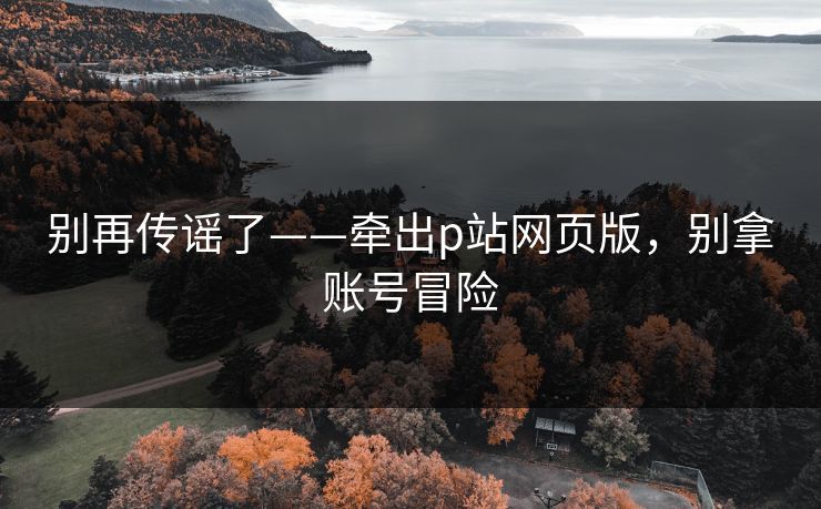 别再传谣了——牵出p站网页版，别拿账号冒险