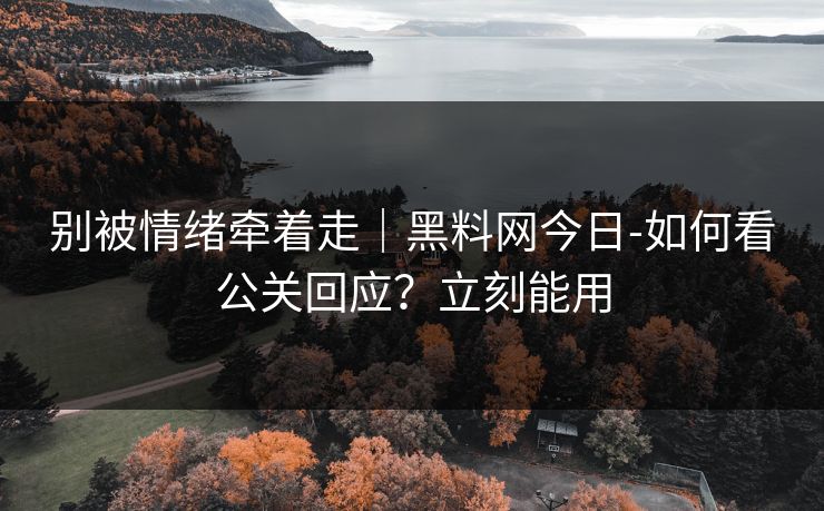 别被情绪牵着走｜黑料网今日-如何看公关回应？立刻能用