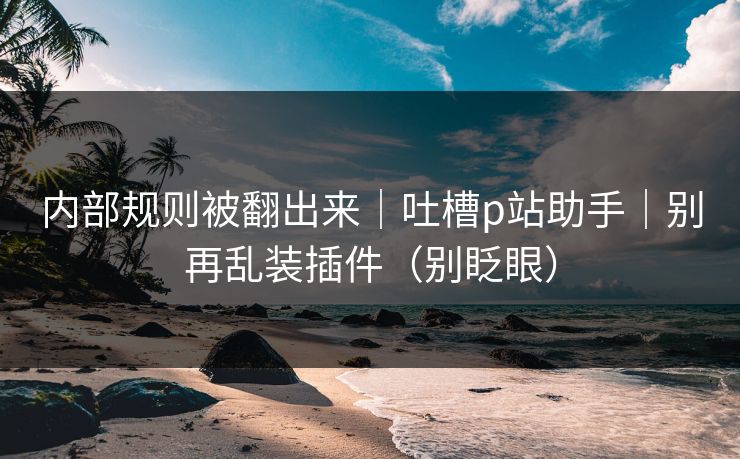 内部规则被翻出来｜吐槽p站助手｜别再乱装插件（别眨眼）