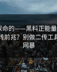 真正能保命的——黑料正能量往期——舆论反转前兆？别做二传工具人｜别网暴