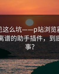 第一次见这么坑——p站浏览器别再乱点：最离谱的助手插件，到底怎么回事？