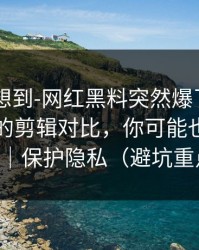我真没想到-网红黑料突然爆了——最能自保的剪辑对比，你可能也被误导了｜保护隐私（避坑重点）