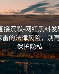 这波我直接沉默-网红黑料发酵了——最容易踩雷的法律风险，别再跟着骂｜保护隐私