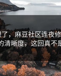 这波太狠了，麻豆社区连夜修复——最惊喜的清晰度，这回真不是套路