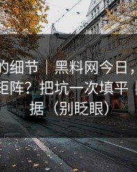 被忽视的细节｜黑料网今日，如何识别水军矩阵？把坑一次填平｜先看证据（别眨眼）