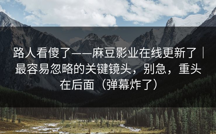 路人看傻了——麻豆影业在线更新了｜最容易忽略的关键镜头，别急，重头在后面（弹幕炸了）