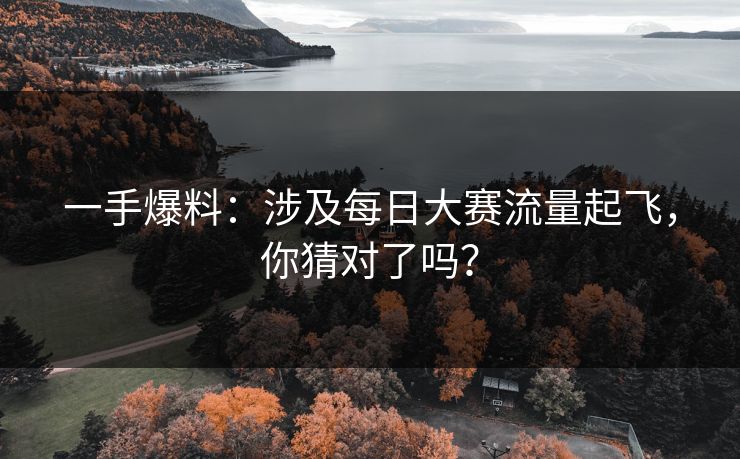一手爆料：涉及每日大赛流量起飞，你猜对了吗？