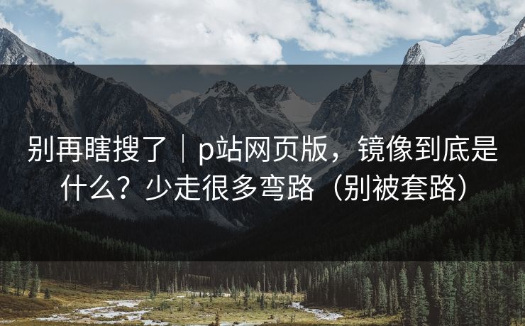 别再瞎搜了｜p站网页版，镜像到底是什么？少走很多弯路（别被套路）