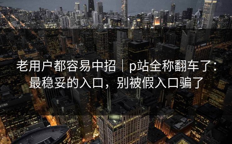 老用户都容易中招｜p站全称翻车了：最稳妥的入口，别被假入口骗了