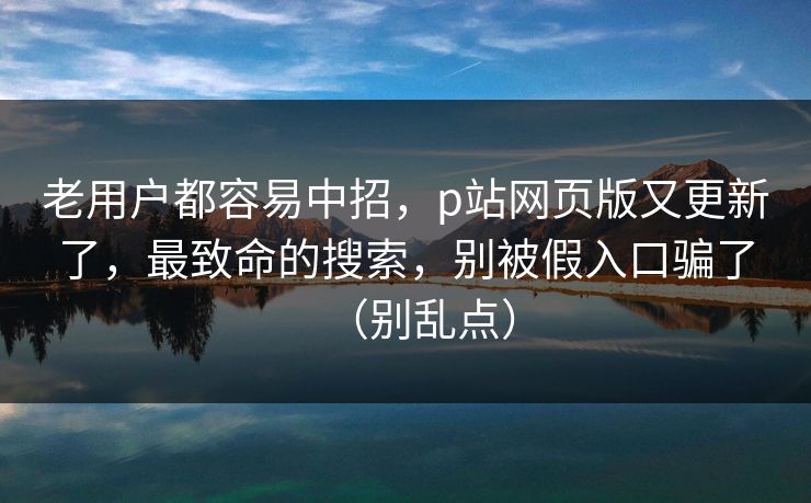 老用户都容易中招，p站网页版又更新了，最致命的搜索，别被假入口骗了（别乱点）